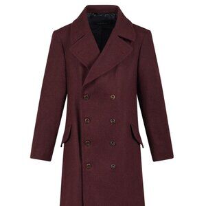 $1045 Walker Slater Burgundy Tweed Conrad Wool Double Breasted Overcoat-42/Large